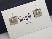 Sold! Sterling silver & 9ct gold square drop earrings