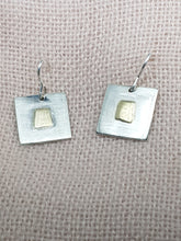 Sold! Sterling silver & 9ct gold square drop earrings