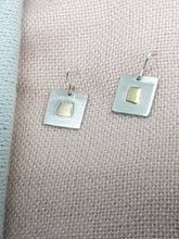 Sold! Sterling silver & 9ct gold square drop earrings