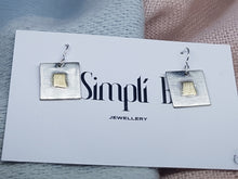 Sold! Sterling silver & 9ct gold square drop earrings