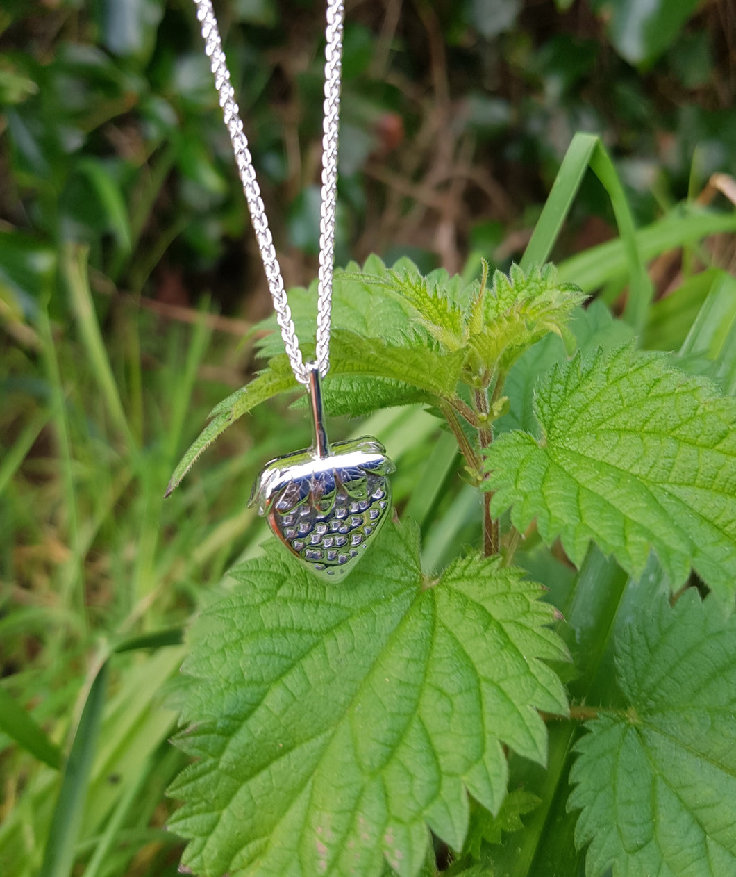 Sterling silver 3d strawberry pendant