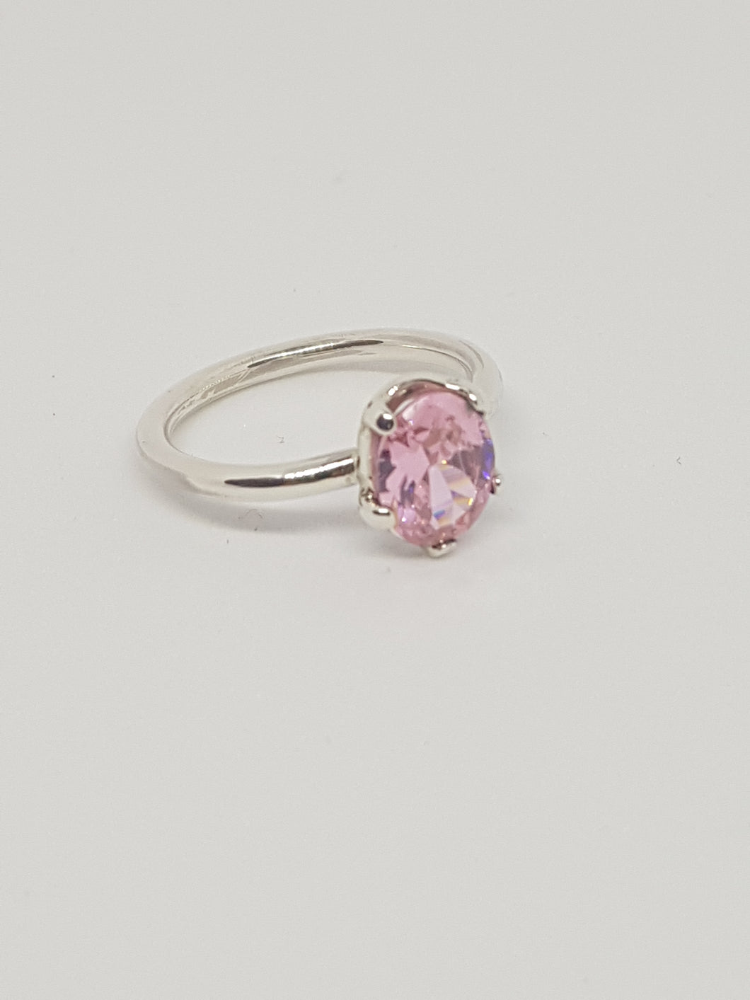 SOLD! Sterling silver ring with pink cubic zirconia