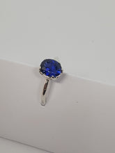 SOLD!sterling silver ring with synthetic blue sapphire