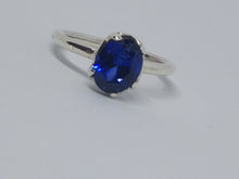 SOLD!sterling silver ring with synthetic blue sapphire