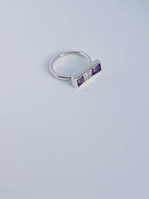 Sterling silver ring with purple& clear cubic zirconia