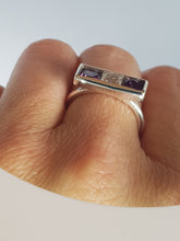 Sterling silver ring with purple& clear cubic zirconia