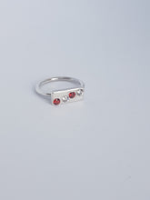 Sterling silver ring with red& clear cubic zirconia