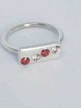 Sterling silver ring with red& clear cubic zirconia