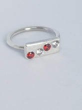 Sterling silver ring with red& clear cubic zirconia