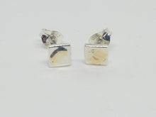 Sterling silver & 9ct gold square stud earrings