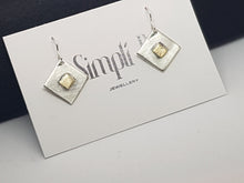 Sterling silver & 9ct gold diamond shaped drop earrings