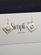Sterling silver & 9ct gold diamond shaped drop earrings