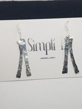 Sterling silver long hammered drop earrings