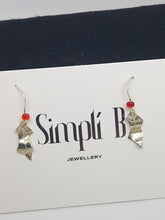 Sterling silver textured  "Holly & Berry" drop earrings
