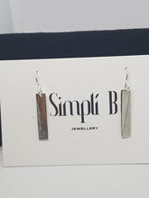 Sterling silver diagonally textured drop earrings
