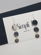 Sterling silver long joined disc drop earrings