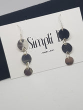 Sterling silver long joined disc drop earrings