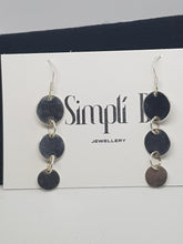 Sterling silver long joined disc drop earrings