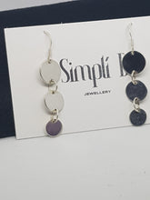 Sterling silver long joined disc drop earrings