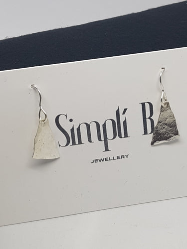 Sterling silver hammer textured triangle earrings