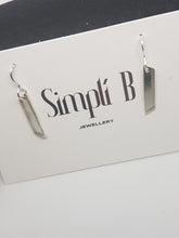 Sterling silver flat textured trapezoid drop earrings