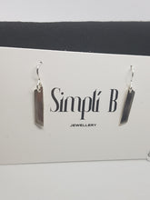 Sterling silver flat textured trapezoid drop earrings