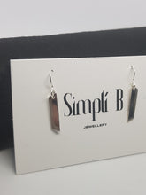 Sterling silver flat textured trapezoid drop earrings