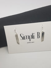 Sterling silver flat textured trapezoid drop earrings