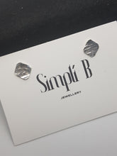 Sterling silver square hammer textured & slightly curved stud earrings