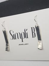 Sterling silver half hammer textured curved drop earrings