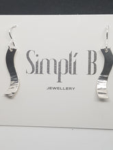 Sterling silver S shaped half hammer textured curved drop earrings