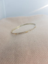 Sterling silver hammer textured bangle with 9ct gold accents