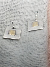 Sold! Sterling silver & 9ct gold square drop earrings
