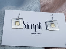 Sold! Sterling silver & 9ct gold square drop earrings