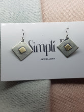 Sterling silver & 9ct gold diamond shaped drop earrings