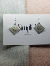 Sterling silver & 9ct gold diamond shaped drop earrings