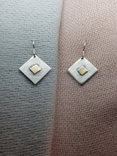 Sterling silver & 9ct gold diamond shaped drop earrings