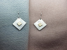 Sterling silver & 9ct gold diamond shaped drop earrings