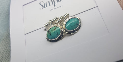 Sterling silver & turquoise cufflinks