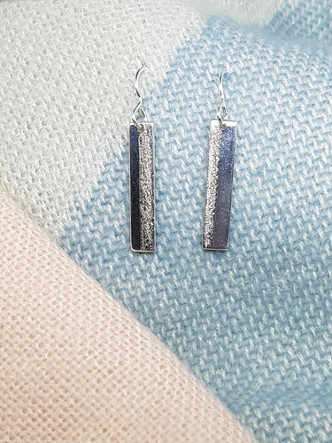 Sterling silver drop vertically textured earrings