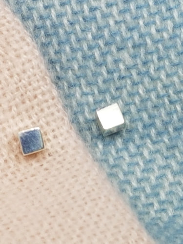 Sterling silver cube stud earrings