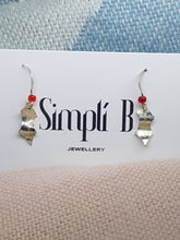 Sterling silver textured  "Holly & Berry" drop earrings