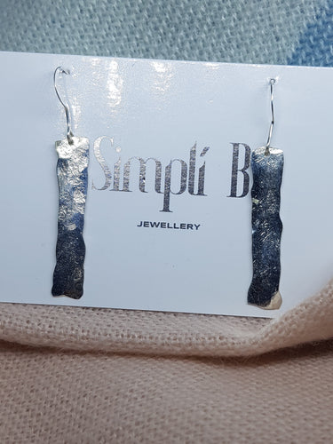 Sterling silver hammered long drop earrings
