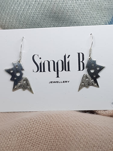 Sterling silver geometric butterfly drop earrings