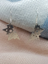 Sterling silver geometric butterfly drop earrings