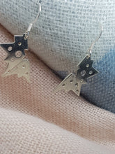 Sterling silver geometric butterfly drop earrings