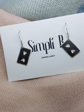 Sterling silver two of hearts drop earrings