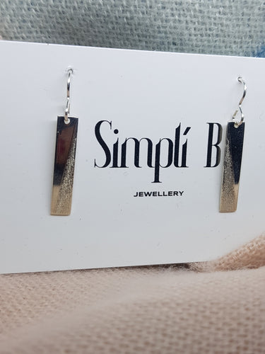 Sterling silver diagonally textured drop earrings