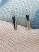 Sterling silver diagonally textured drop earrings