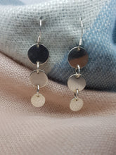 Sterling silver long joined disc drop earrings